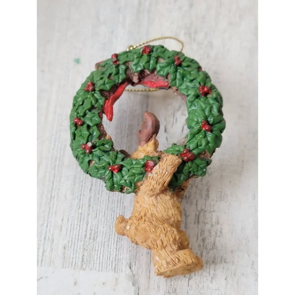 Rudolph reindeer wreath bow ornament Xmas decor